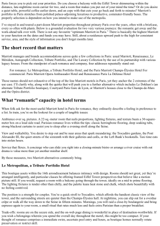 Comparing the Best Marriott Hotel in Paris for Romance vs. Business