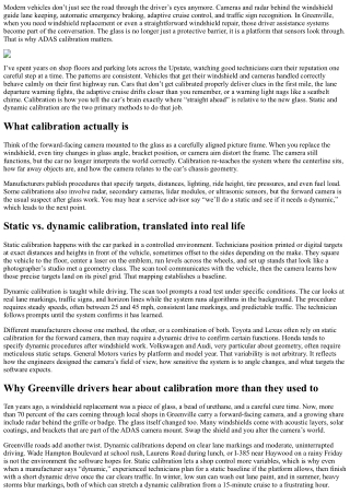 ADAS Calibration Windshield Greenville: Static vs. Dynamic Calibration
