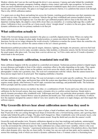 ADAS Calibration Windshield Greenville: Static vs. Dynamic Calibration