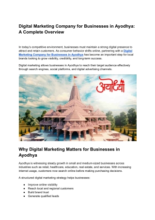 Digital Marketing Company for Businesses in Ayodhya_ A Complete Overview