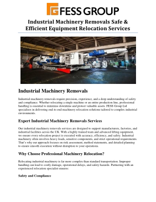 industrial machinery removals safe