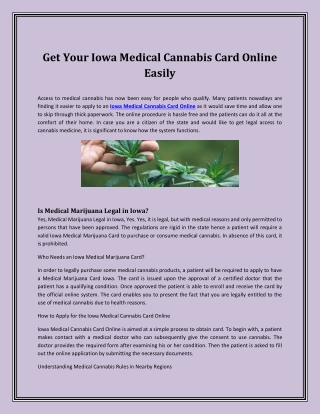 Get Your Iowa Medical Cannabis Card Online Easily