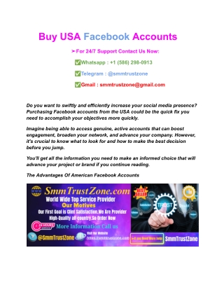 Buy USA Facebook Accounts – 100% Real & Verified Profiles