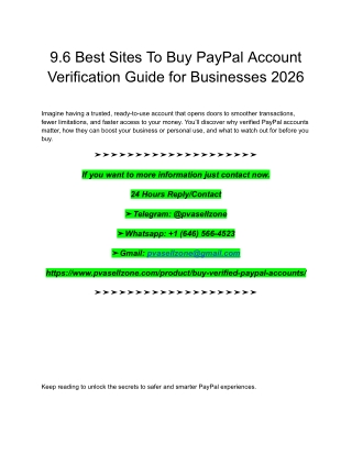 9.6 Best Sites To Buy PayPal Account Verification Guide for Businesses 2026