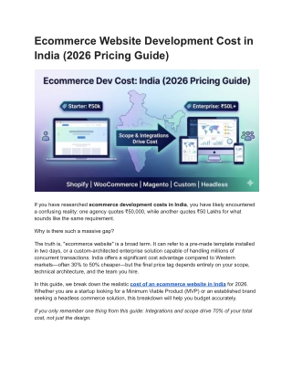 Ecommerce Website Development Cost in India (2026 Pricing Guide)