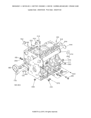 Kubota B2100-HD Tractor Parts Catalogue Manual Instant Download