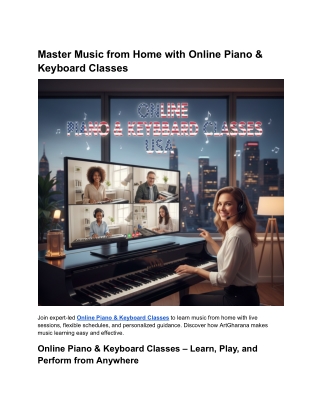 Master Music from Home with Online Piano & Keyboard Classes