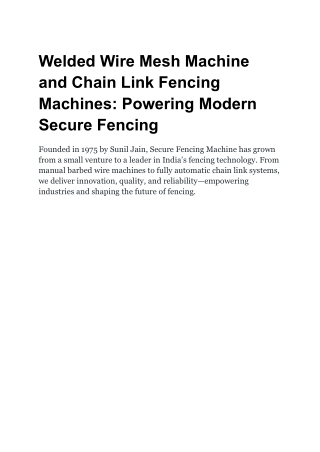 Welded Wire Mesh Machine and Chain Link Fencing Machines_ Powering Modern Secure Fencing