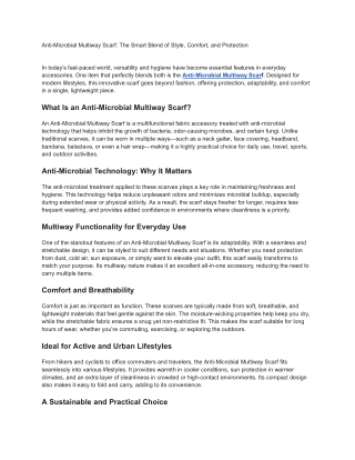 Anti-Microbial Multiway Scarf: The Smart Blend of Style, Comfort, and Protection