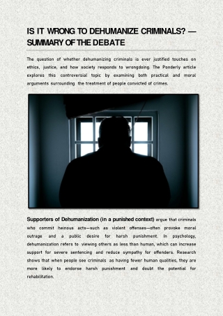 Is It Wrong to Dehumanize Criminals? | Controversy | Ponderly