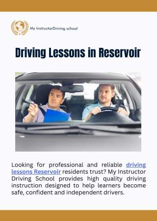 Driving Lessons in Reservoir - My Instructor Driving School