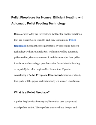 Pellet Fireplaces for Homes_ Efficient Heating with Automatic Pellet Feeding Technology