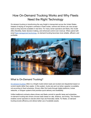 How On-Demand Trucking Works and Why Fleets Need the Right Technology