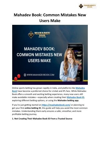 Mahadev Book Common Mistakes New Users Make