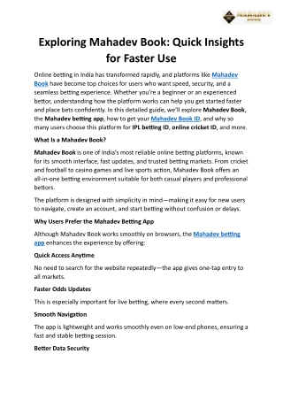 Exploring Mahadev Book Quick Insights for Faster Use