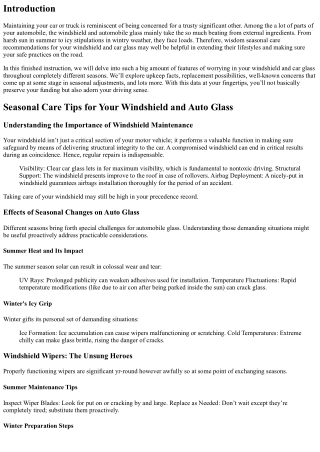 Seasonal Care Tips for Your Windshield and Auto Glass