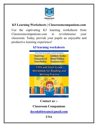 K5 Learning Worksheets Classroomcompanions.com