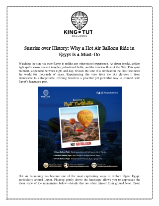 Sunrise over History Why a Hot Air Balloon Ride in Egypt Is a Must-Do