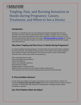 Tingling, Pain, and Burning Sensation in Hands During Pregnancy: Causes, Treatme
