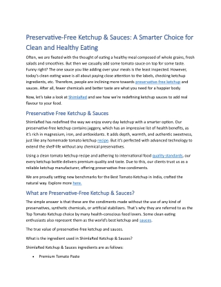 Preservative-free Sauces