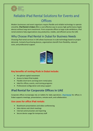 Reliable iPad Rental Solutions for Events and Offices
