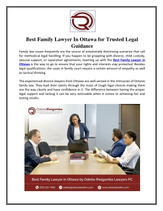 Best Family Lawyer In Ottawa for Trusted Legal Guidance