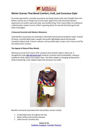 Malini Shop- Silk And Wool Scarf