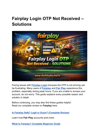 Fairplay Login OTP Not Received – Solutions