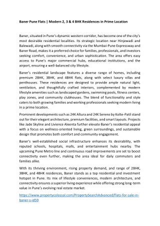 2, 3 & 4 BHK Flats in Baner Pune | Premium Homes with Modern Amenities