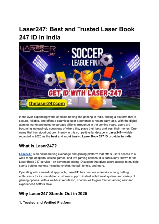 Laser247_ Best and Trusted Laser Book 247 ID in India 2025