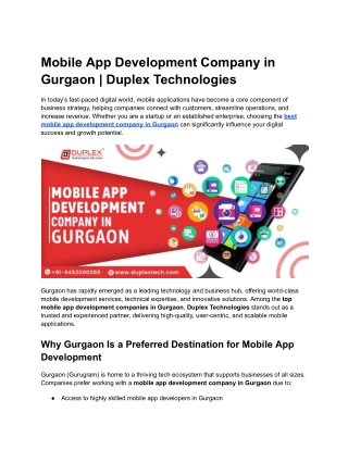 Mobile App Development Company in Gurgaon