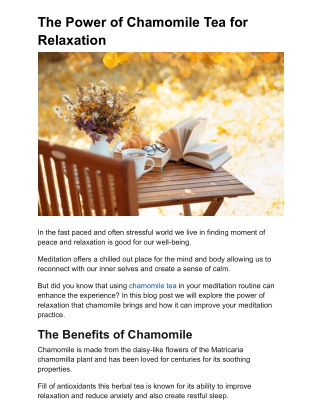 The Power of Chamomile Tea for Relaxation