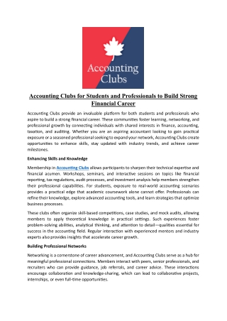 Accounting Clubs for Students and Professionals to Build Strong Financial Career