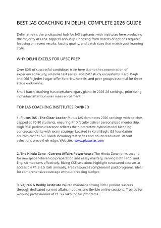 Best IAS Coaching Delhi 2026