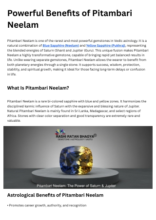 Powerful Benefits of Pitambari Neelam