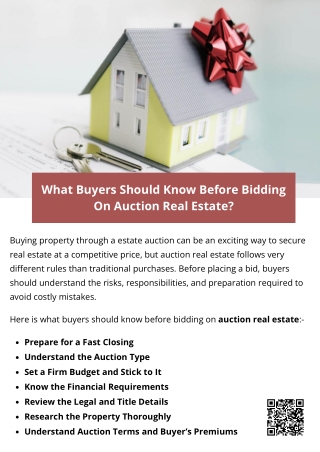 What Buyers Should Know Before Bidding On Auction Real Estate?