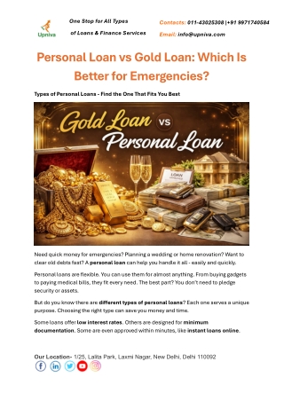 Personal Loan vs Gold Loan