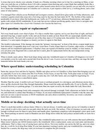 Same-day Windshield Repair in Columbia: How To Get Rapid Service