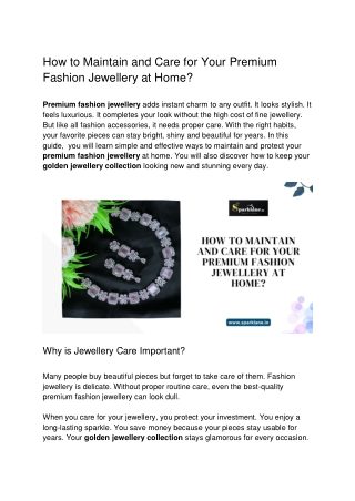 How to Maintain and Care for Your Premium Fashion Jewellery at Home