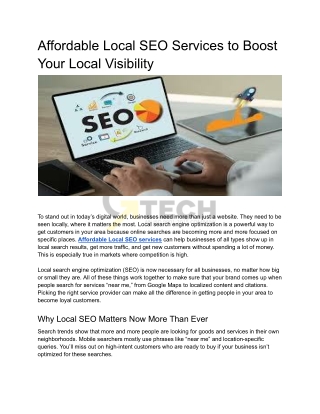 Affordable Local SEO Services to Boost Your Local Visibility