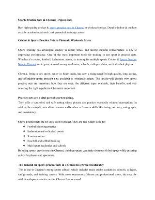 Cricket & Sports Practice Nets in Chennai _ Wholesale Prices