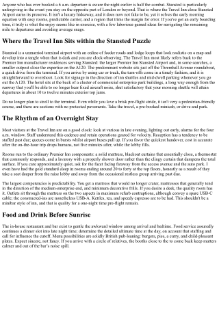 Travel Inn Stansted Airport: What to Expect Before an Early Flight