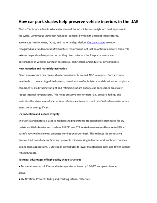 How car park shades help preserve vehicle interiors in the