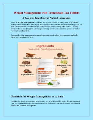 Buy Herbal Weight Loss Products for Safely & Naturally- Sushain Trimoshain