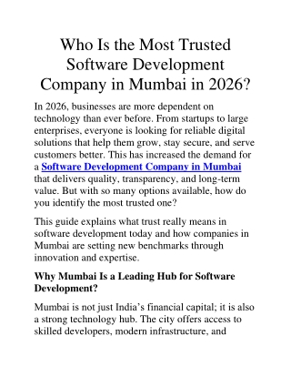 Best Software Development Company in Mumbai: What Trust Means in 2026