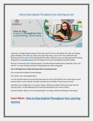 How to Stay Inspired Throughout Your Learning Journey