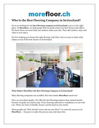 Best Flooring Company in Switzerland | Morefloor PVC
