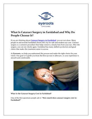 Best Cataract Surgery in Faridabad | Advanced Eye Care