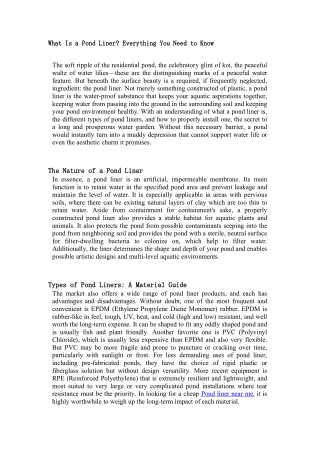 pond liner