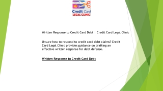 Written Response to Credit Card Debt | Credit Card Legal Clinic